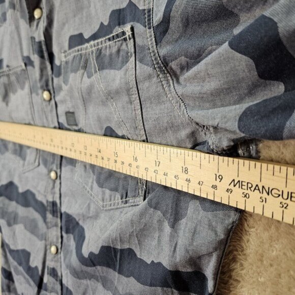 G-Star Raw Camouflage Shirt Pearl Snap Pocket Short Sleeve Button Up Mens Size L - Picture 3 of 10